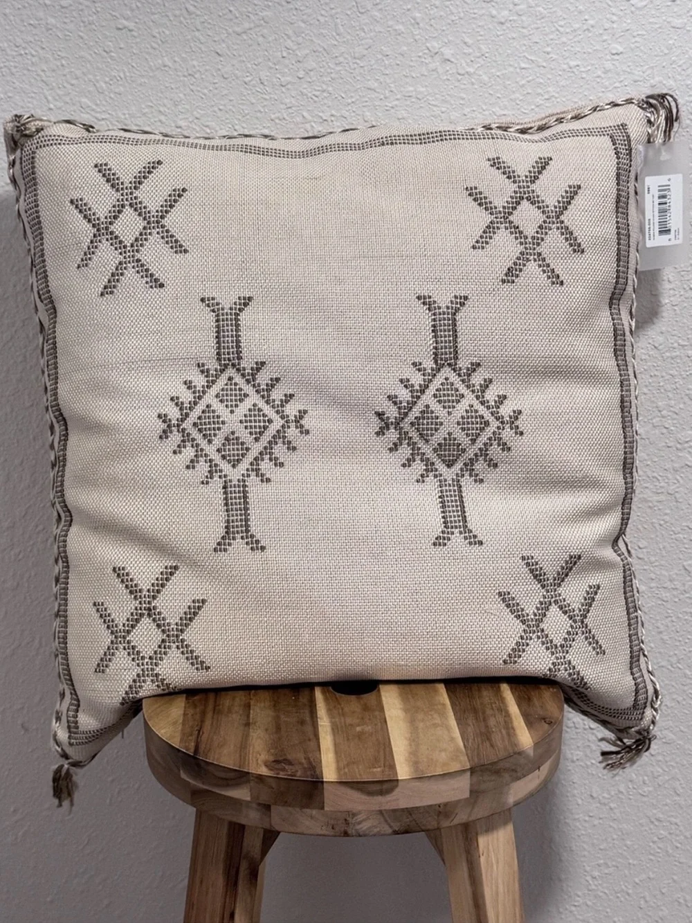 NWT Four Hands Studio Sabra Pillow Khaki Stitch 20x20 Boho